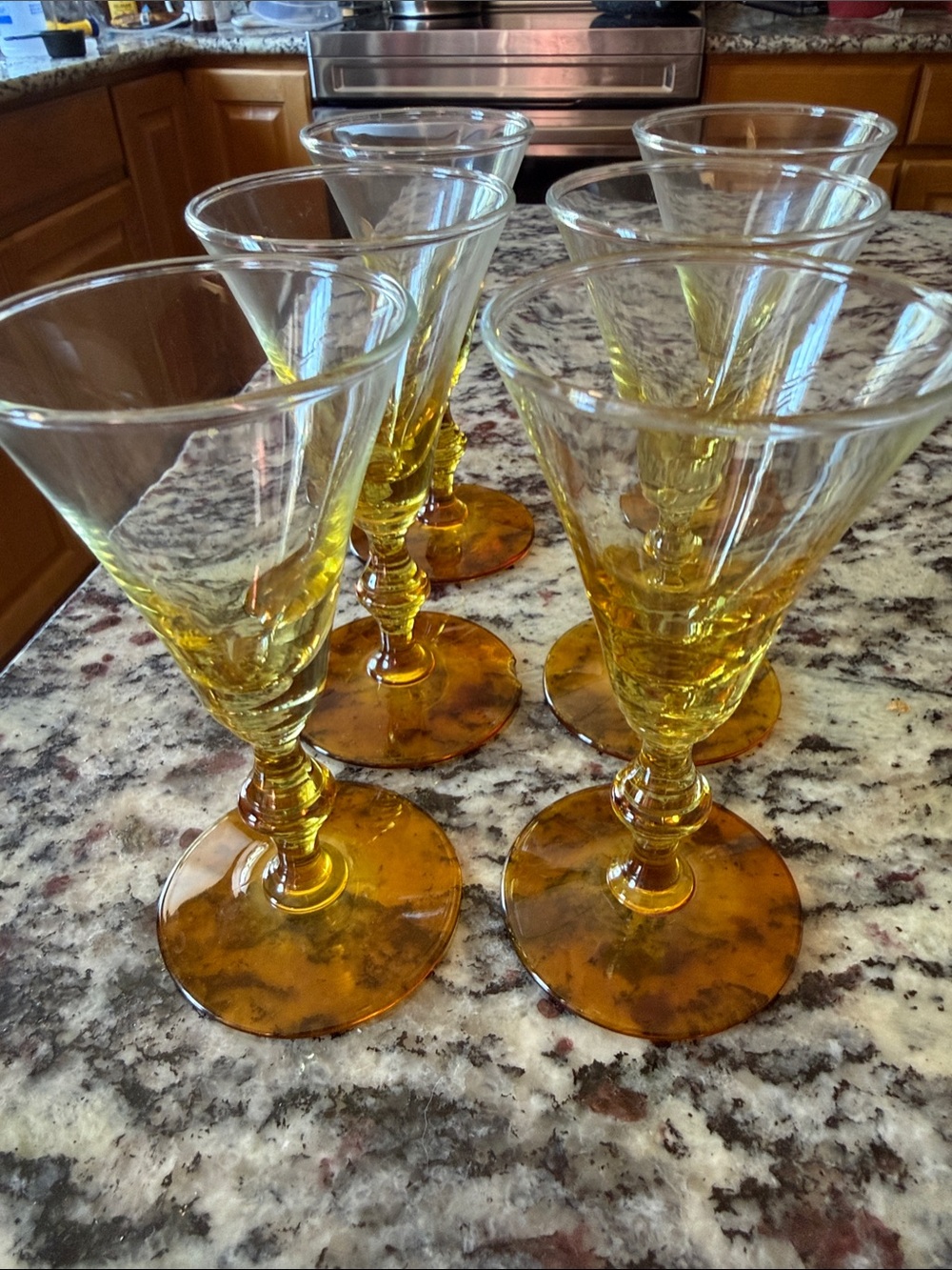 Amber Crystal Wine Glasses - Set of 6